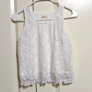 Hollister lace top sleeveless lined embroidered xs women's white